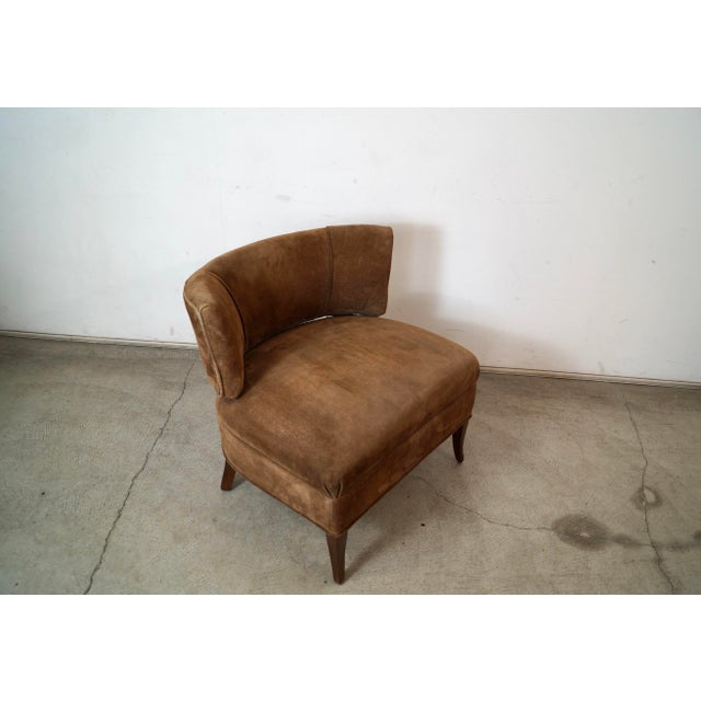 Mid-Century Modern 1950’s Mid-Century Modern William Billy Haines Slipper Lounge Chair in Leather Suede For Sale - Image 3 of 12