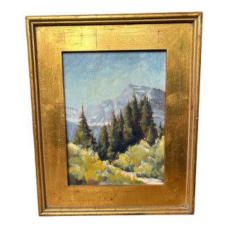 Vintage Signed Mountainscape Acrylic Painting For Sale