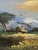 This framed miniature landscape oil painting depicts a cabin in a field, created in the 1980s. The artwork is original and...