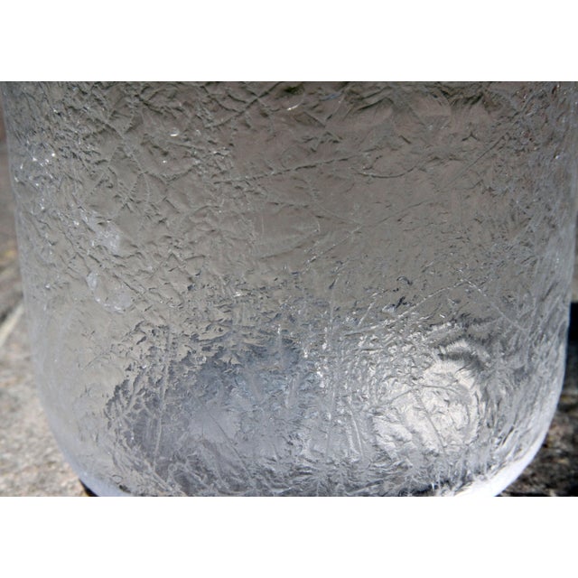 Glass Mid Century Modern Ward Bennett Style Crackle Glass Cylindrical Vase For Sale - Image 7 of 8