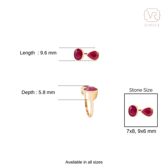 Contemporary Open Face 4.6 Ct Ruby Toi Et Moi Ring in 14k Yellow Gold Size 6.5 For Sale - Image 9 of 13
