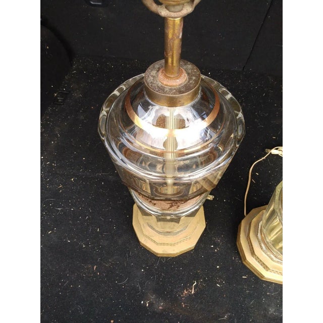 C1925 Vienna Art Deco Josef Hoffmann Wiener Werkstatte Gilt Beveled Glass Roman Gladiator Table Lamps a - Pair For Sale - Image 11 of 13