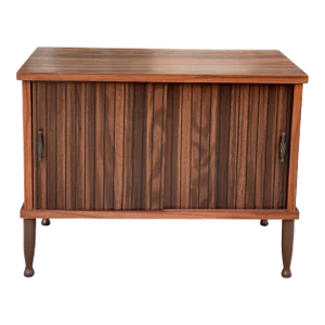 Mid-Century Modern Walnut Sliding Door Occasional Cabinet