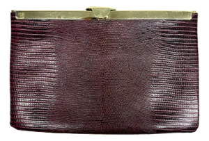 Vintage Etra Maroon Skin Embossed Leather Clutch/Shoulder Purse