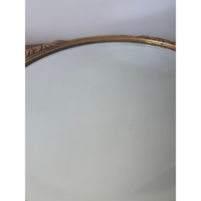 Wood Antique Oval Gilt Mirror in Carved Wood, 1940s For Sale - Image 7 of 8