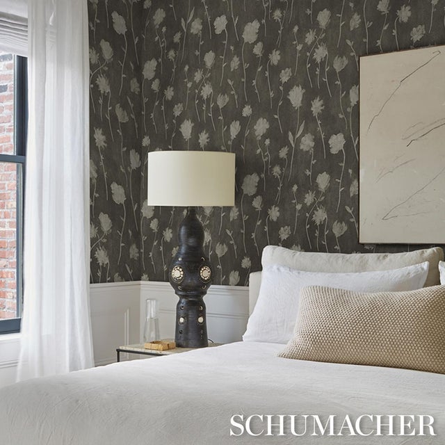 2020s SAMPLE - Schumacher x Backdrop Before Midnight Wallpaper In Charcoal For Sale - Image 5 of 5