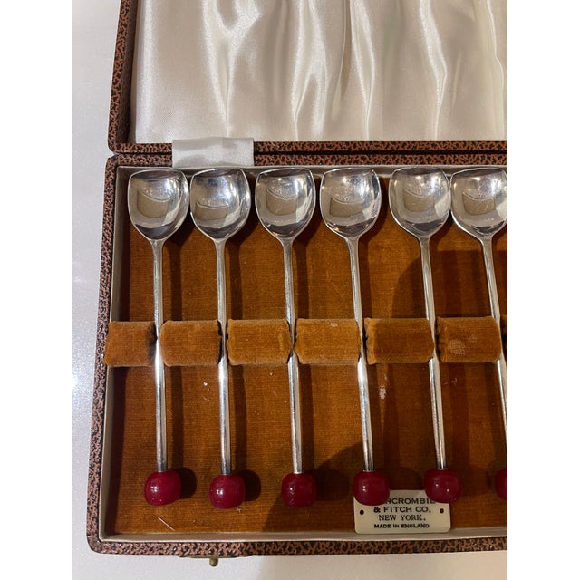 Art Deco 1950s Art Deco Abercrombie & Fitch Silverplated Cocktail Muddler Spoons - Set of 8 with box For Sale - Image 3 of 7