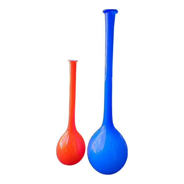 Set of Two 1960s Empoli Encased Genie Bottles For Sale