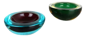 Murano Glass Sommerso Bowls, Italy, 1970s, Set of 2