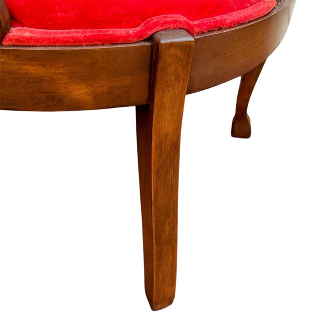 Antique Edwardian Mahogany Tub Chair With Red Suede Seat For Sale - Image 10 of 12