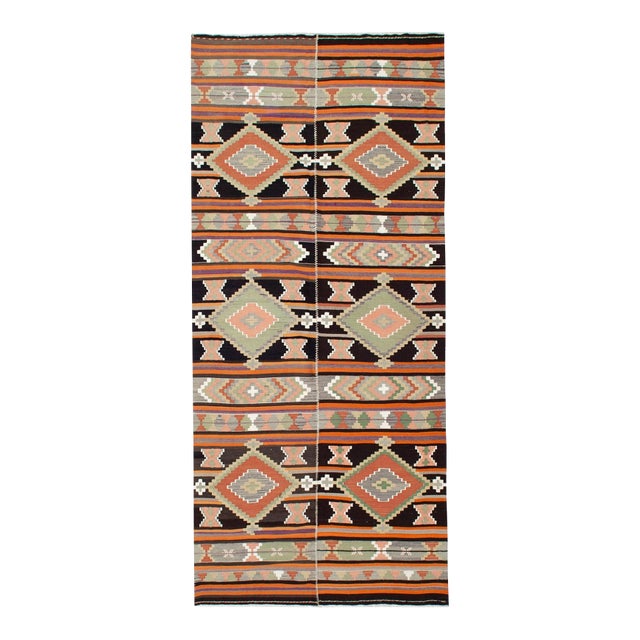 Vintage Turkish Decorative Kilim Rug - 5`7" X 12`2" For Sale