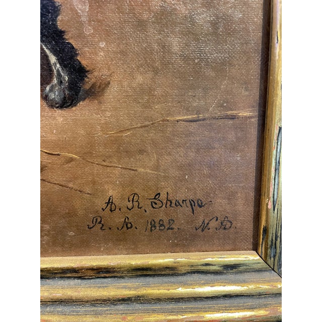 Late 19th Century Alfred R. Sharpe Realist Oil Painting 1882 of Son & Dogs, Framed For Sale - Image 5 of 11
