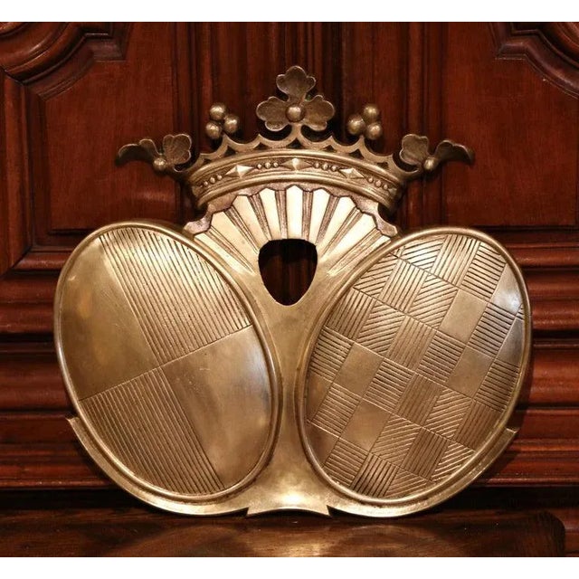 19th Century French Napoleon III Patinated Bronze Wall Hanging Family Crest For Sale - Image 4 of 9