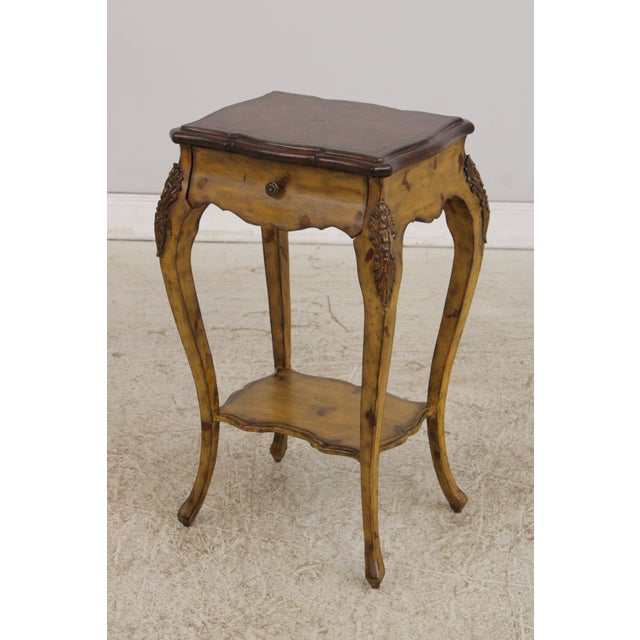 French Maitland Smith Leather Top Table Nightstand For Sale - Image 3 of 18