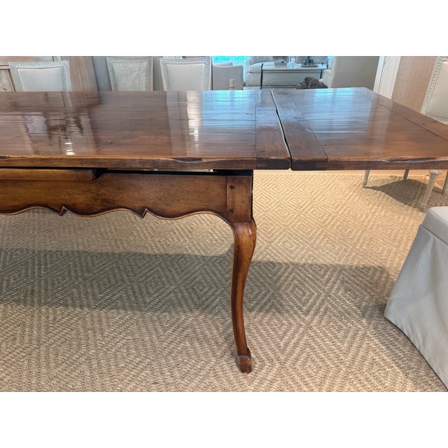 Late 20th Century French Regence Provincial-Style Walnut Draw Leaf Table For Sale - Image 9 of 12