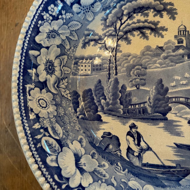 English 19th Century Blue & White English Transferware Large Bowl For Sale - Image 3 of 8