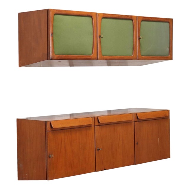 Vintage Wall Units in Teak and Mahogany with Drawers, Italy, 1960s, Set of 2 For Sale
