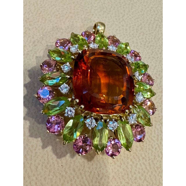 Estate Buccellati GIA Certified Orange Citrine, Diamond Pin/Pendant 18KG 21.8gm For Sale - Image 12 of 18