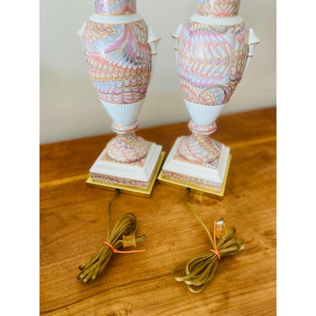 Frederick Cooper Porcelain and Brass Lamps-A Pair For Sale - Image 10 of 11