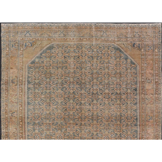 Antique Persian Lilihan Rug With Soft Blue Field and Allover Floral Design For Sale - Image 4 of 17