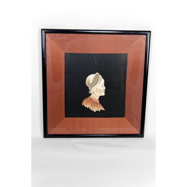 Mid-20th Century Silk Embroidered Portrait Elderly Woman, Vietnam, 1940s For Sale - Image 6 of 6
