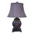 Asian Inspired Black & Brown Porcelain Medallion Table Lamp With Shade For Sale