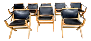 Mid-Century Kiu Armchairs in Ash and Leather from Luxoritalia, 2020, Set of 8