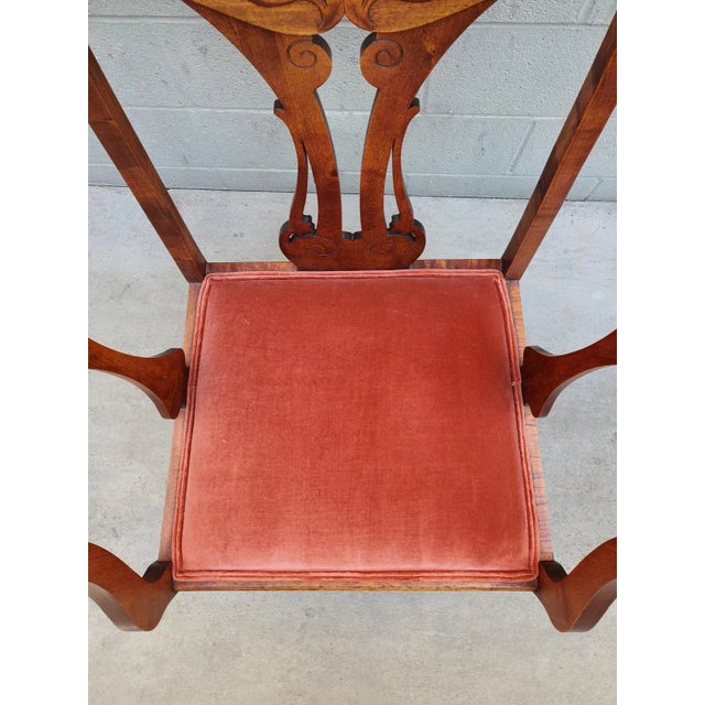 1940s Newspaper Reading Chair With Velvet Seat For Sale - Image 12 of 12