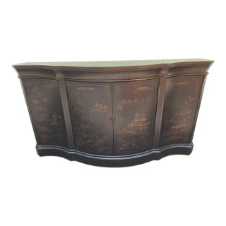 1990s Ethan Allen Vivianne Serpentine Console Buffet Sideboard Credenza Chinoiserie For Sale