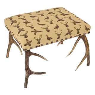 Highland Beige Antler Stool For Sale
