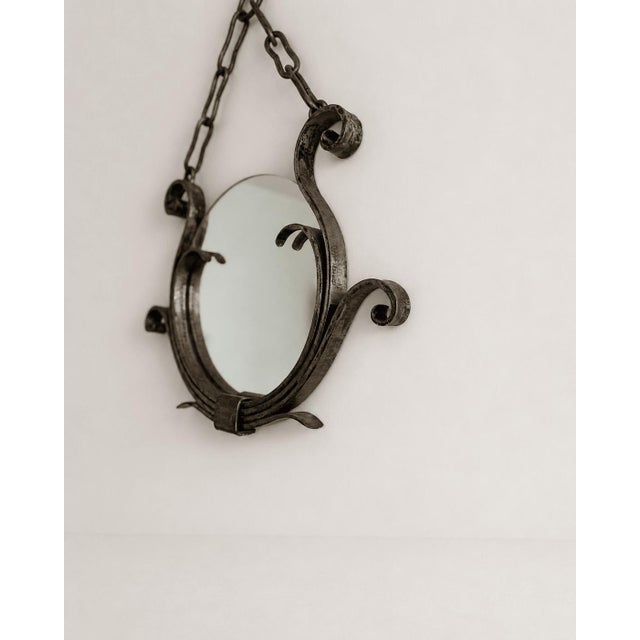 Wrought Iron Wall Mirror by Raymond Subes, 1940s For Sale - Image 5 of 6