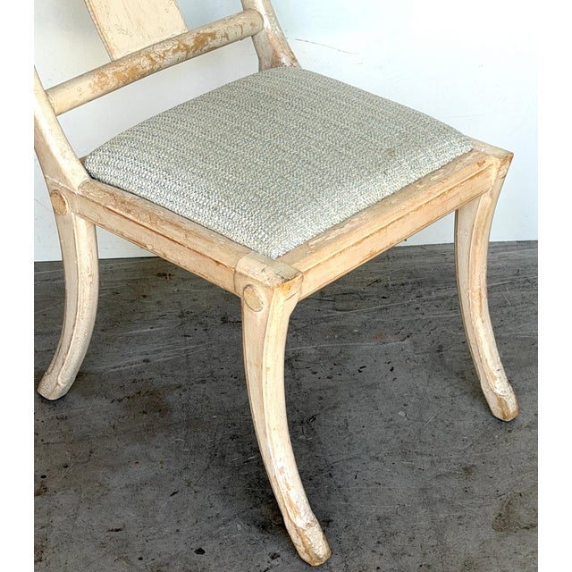 Set of Four Neoclassical Grey-White Polychromed Klismos Chairs Late 20th C. For Sale - Image 13 of 15