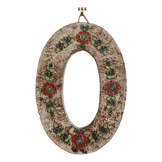 Ceramic Flower-Motif Wall Mirror by La Roue, 1960s For Sale
