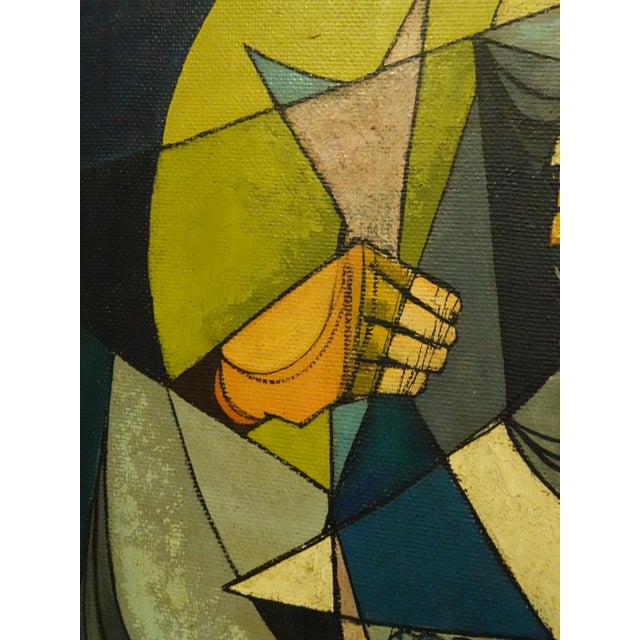Wood Mid 20th Century Cubist Oil Painting of a Nun with Candle, Framed For Sale - Image 7 of 13
