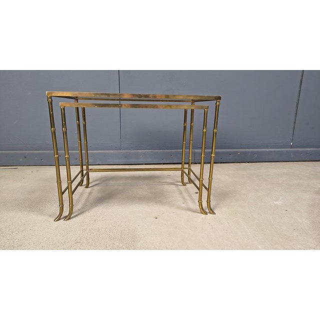 Brass Faux Bamboo Nesting Tables, 1960s, Set of 2 For Sale - Image 10 of 12