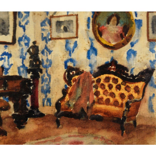 Paint Pair of Interior Scenes of a Victorian Home - Watercolor on Heavy Paper by David Mode Payne For Sale - Image 7 of 10