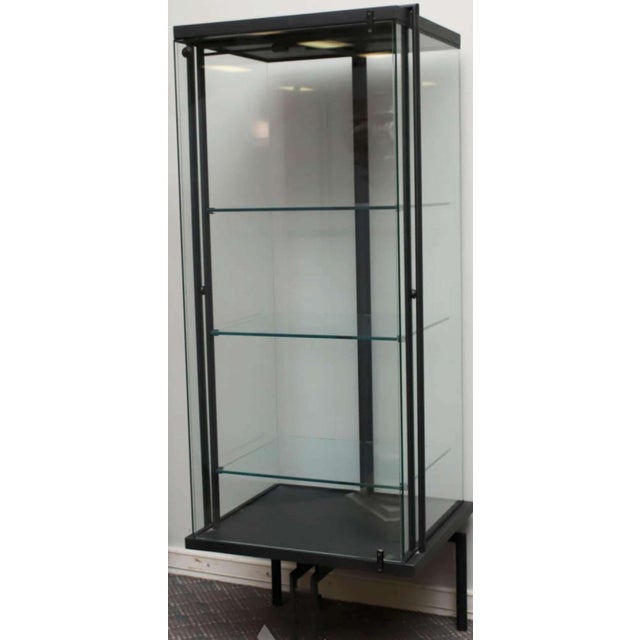 Vintage Black Metal Frame Glass Display Case For Sale - Image 4 of 5