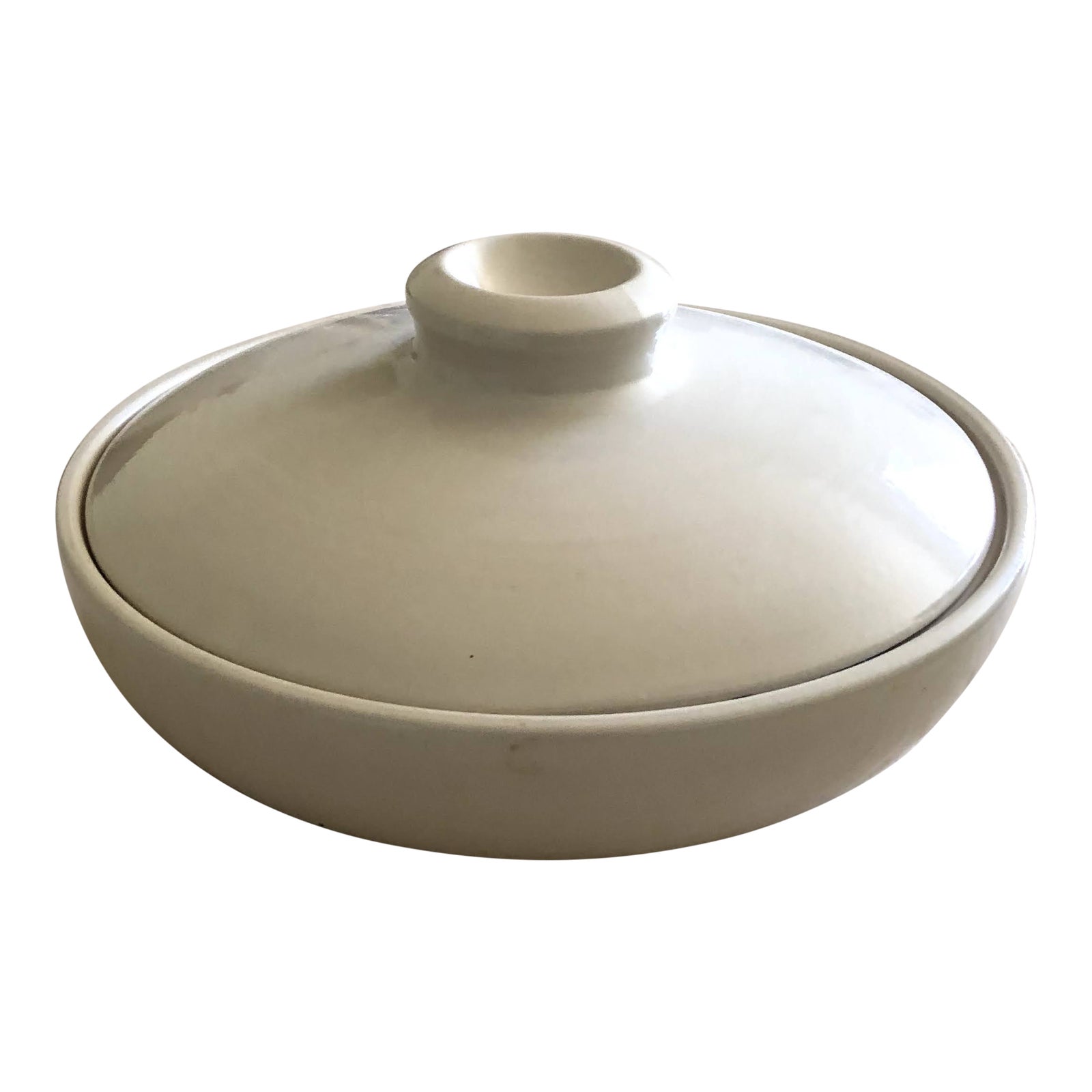 Pottery Barn Large Round Ceramic Bowl W/Lid Chairish