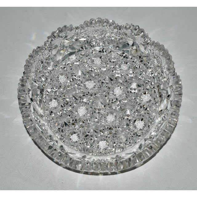 Antique American Brilliant Cut Crystal Shallow Bowl For Sale - Image 4 of 11