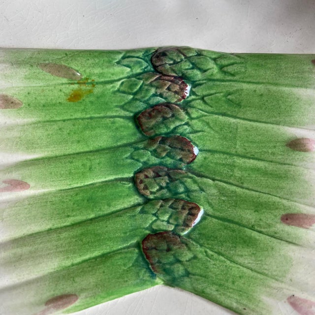 French Majolica Asparagus Plates from Sarreguemines, 1900, Set of 4 For Sale - Image 6 of 10