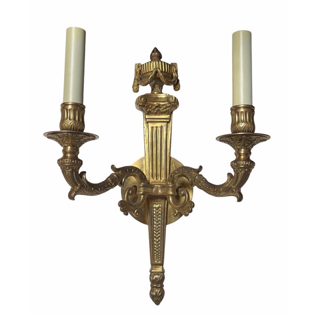 Mid 20th Century 1900s Style Neoclassical Two Light Wall Sconces - a Pair For Sale - Image 5 of 6