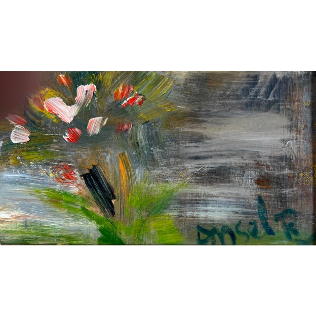"Mutual Admiration" Flower Mid-Century Modern Oil Painting Monterey Artist For Sale - Image 4 of 8