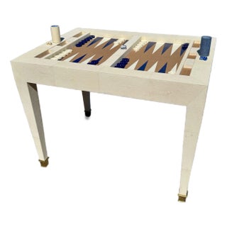 Very Fine Rare Garrison Rousseau Shagreen Cream White Backgammon Table For Sale