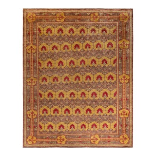 Arts & Crafts, One-of-a-Kind Hand-Knotted Area Rug - Gray, 9' 10" x 12' 6" For Sale