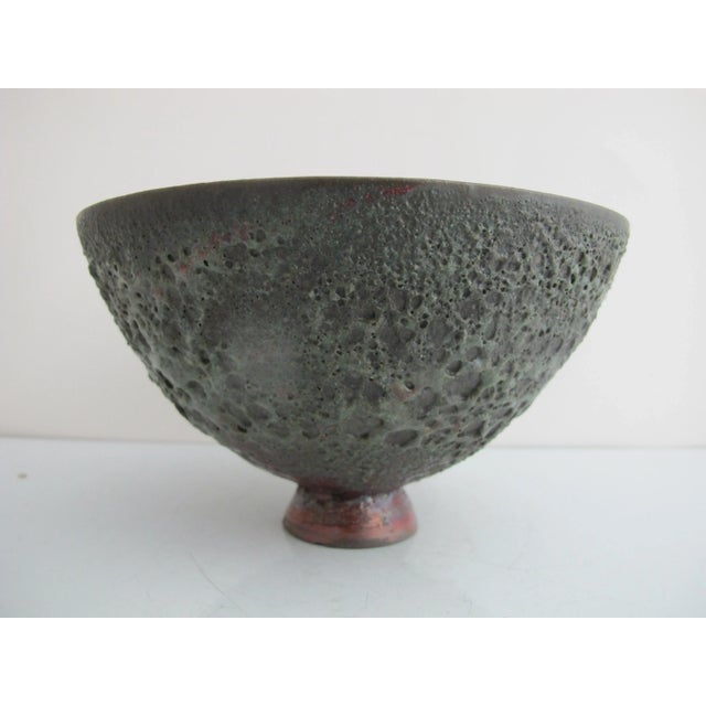 Dada Beatrice Wood Beato Red Volcanic Iridescent Luster Pottery Footed Bowl For Sale - Image 3 of 11