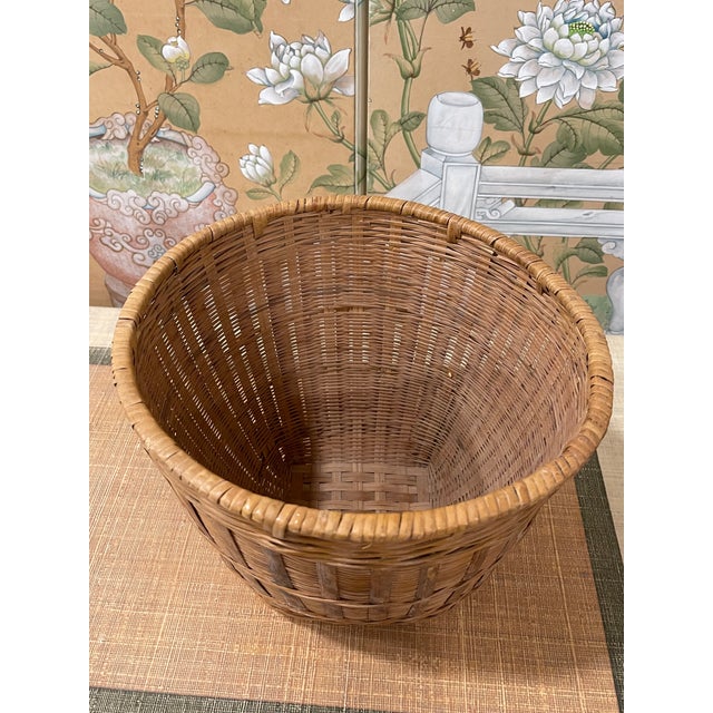 Vintage Tortoise Rattan Wastebasket Chairish