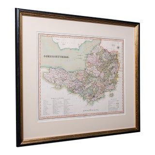 Antique County Map of Somerset, English, Framed Cartography, Regency, Circa 1830 For Sale