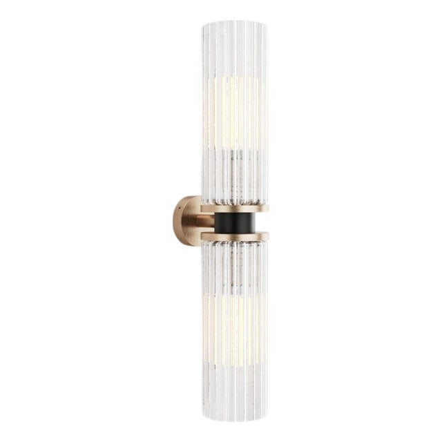 Magda IV Wall Lamp in Brass with Aluminum and Fluted Glass by Studio Marine Breynaert For Sale