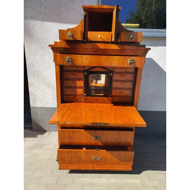 Biedermeier Secretary Desk in Cherrywood, Dresden, 1830 For Sale - Image 10 of 18
