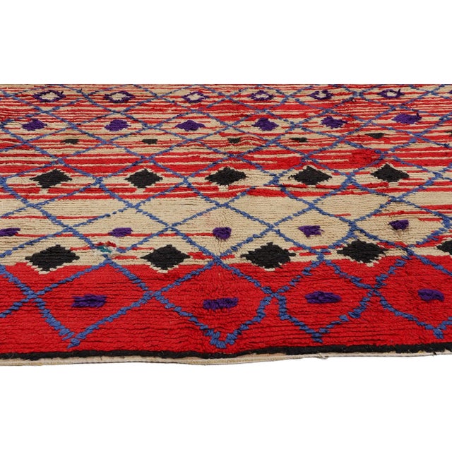 Berber Tribes of Morocco Vintage Red Moroccan Azilal Rug - 07'01 X 10'04 For Sale - Image 4 of 9